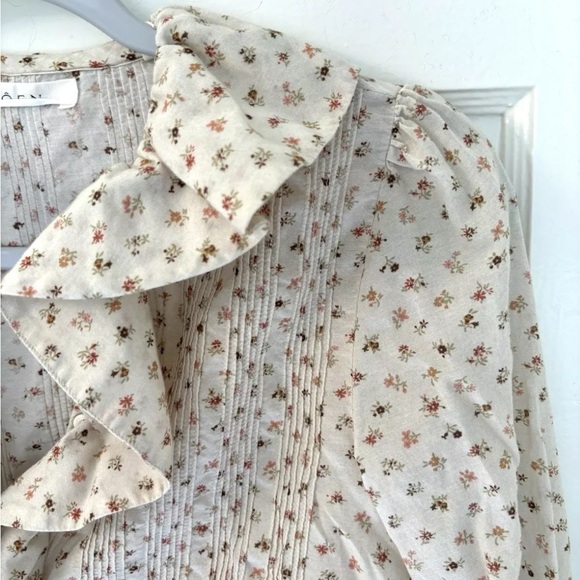 DOEN HARDY PINTUCK COTTON + VISCOSE FLORAL BLOUSE SIZE XXS - Picture 4 of 13
